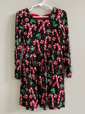 Little Sleepies Play Holiday Candy Cane Twirl Dress Size 5 Bamboo Festive